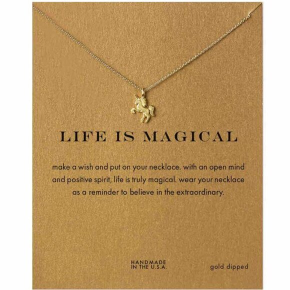 2 BOGO Gold Dipped Fearless Skull Magical Unicorn Pendant Necklaces Minimal NEW - Picture 4 of 7